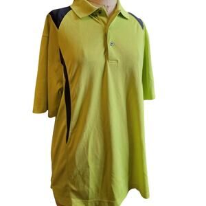 PGA Tour Golf Polo Lime Black Accents Short Sleeve Dri-Fit Mens Size Medium